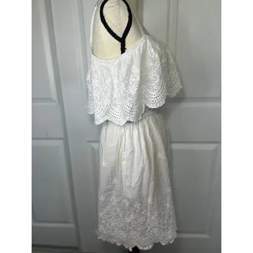 Solitaire Swim White Eyelet One Shoulder Dress Medium Summer Beach Cover Up