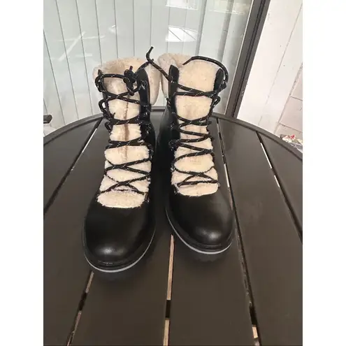 Tommy Hilfiger NWOB  Ron 2 Faux Fur Lace Up Boots Black 10 M