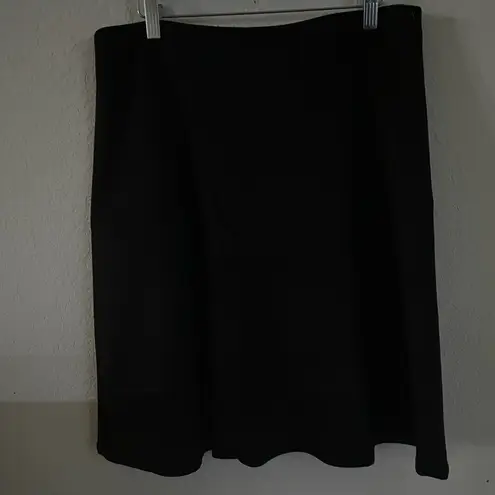 Anne Klein Ann Klein Faux Suede Black Scuba Flare Skirt Size 10