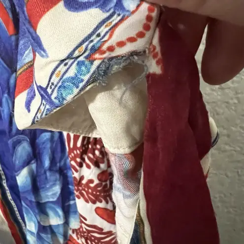 Farm Rio Macaw Scarf Kimono Duster floral stripe red blue shawl Size Large