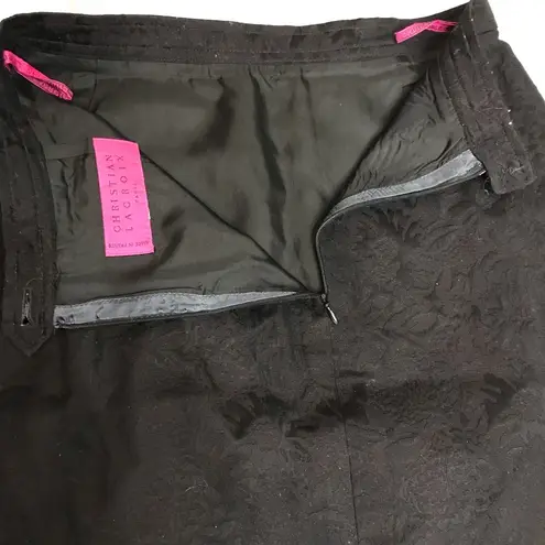 Christian LaCroix Black Brocade Knee length floral pattern skirt classic