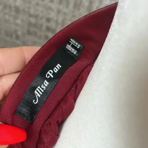 Alisa Pan Burgundy Tulle Flowy Fairycore Skirt Sheer Knee Length Plus Size Size 14