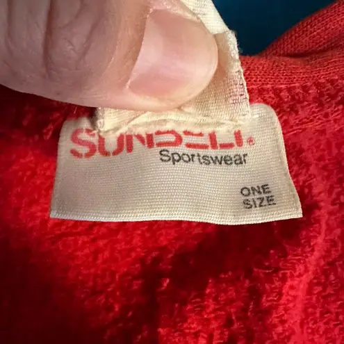 Vintage The Pampered Patch Hand Sewn Ceramics Art Red Cardigan Medium 1980’s B7