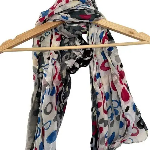 colorful gauzy lightweight scarf white black blue grey pink summery accessory
