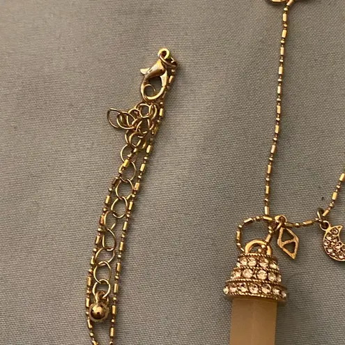 28” to 30” Necklace 1” Quartz Pendant Rhinestones Top Moon Diamond Charm Gold