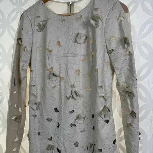 BCBGMAXAZRIA  Jillea Vegan Leather Dress in French‎ Cream Combo