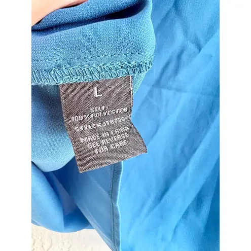 Jealous Tomato NWT Long Puff Sleeve Back Tie Top Blouse Blue Women's Size Large