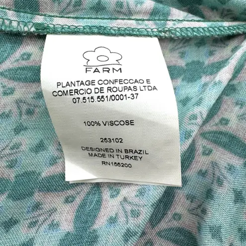 Farm Rio Women's Jumpsuit Green Tile Floral Border Spaghetti Strap Size S