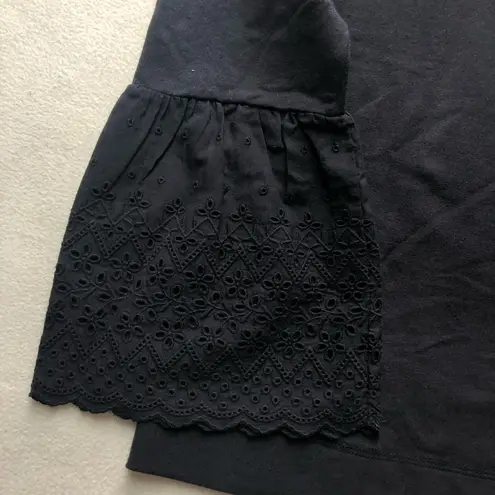 Bobeau Eyelet Bell Sleeve Sweatshirt Navy NWT