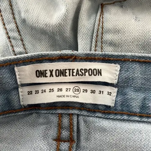 One Teaspoon  Awesome Baggie Jeans Blue Light Wash Highly Destroyed Distressed