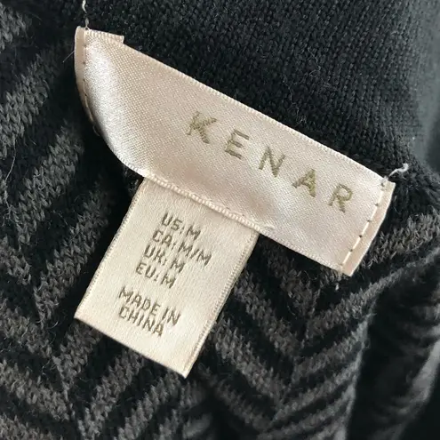 Kenar Gray & Black Wool Herringbone Knit Mini Skirt M