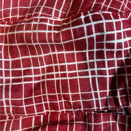 Agua Bendita Mariana Top Red White Plaid Crop Keyhole Detail Size Small