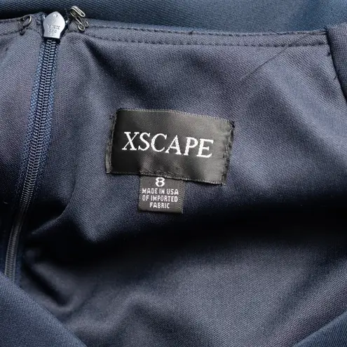 XScape - New! Lexi Long Sleeve Scuba Ruched Side Gown.