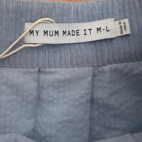 My Mum Made It Baby Blue Quilted Pocket Pleated Corduroy Skirt Womens M/L Size M