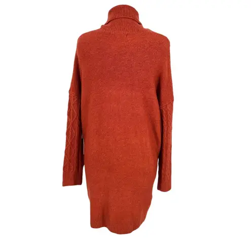 Penelope Rose Cable Knit Turtleneck Sweater Dress Rust Orange Size Medium NWT