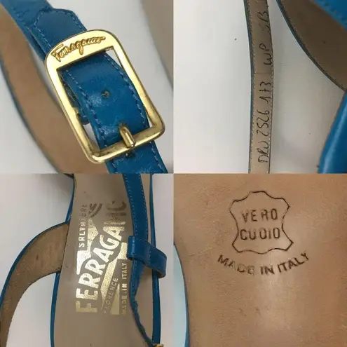 Salvatore Ferragamo Teal Slingback Sandals 5