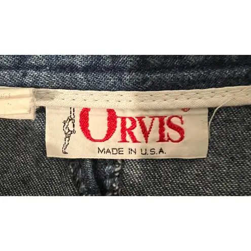 Orvis Womens Jean Skirt Size 8 Blue Midi Side Zip Back Button Hem Pockets