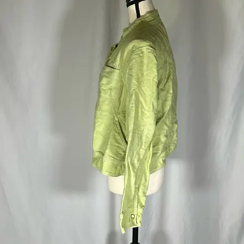 J Jill • Linen Blend Jacket Size L Petite Lime Green Front Pockets Blazer
