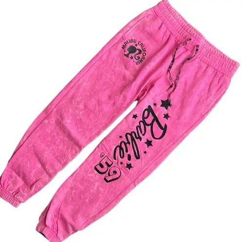 Barbie Sweatpants Women’s Pink Joggers Fleece Embroidered Elastic waist Black