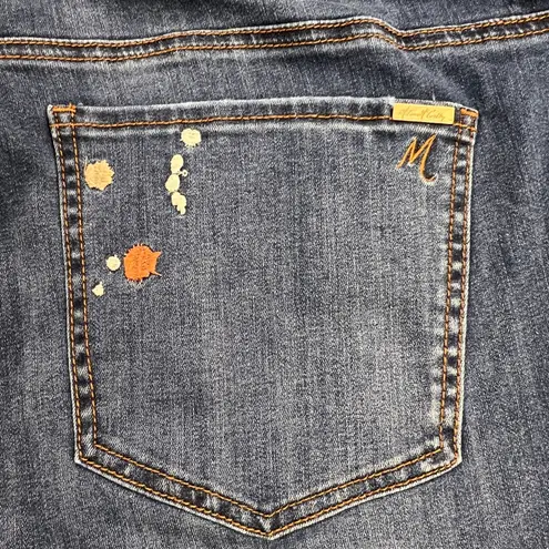 Melissa McCarthy Seven7 Paint Splatter Embroidery Slimming Skinny Jeans Size 22W Blue