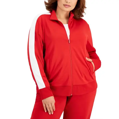 Ideology | Red & White Track Jacket Full Zip Athleisure Activewear NWOT XL