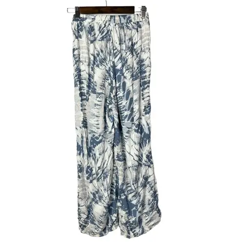Boutique Blue & White Tie Dye Wide Leg Pants S