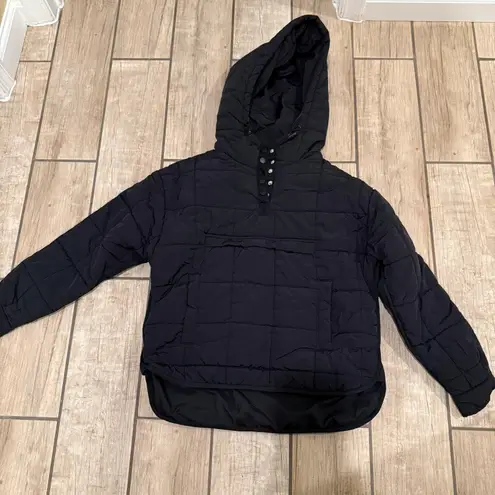 Quilted Hoodie Winter Jacket Ski Coat Parka Trench Bomber Mock Neck Oversized Top Black