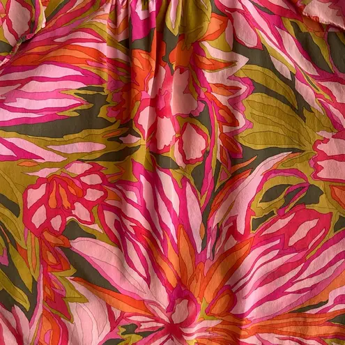 Alice & Trixie Women’s Pink Floral Silk Ruffle Racerback Tank Top Small