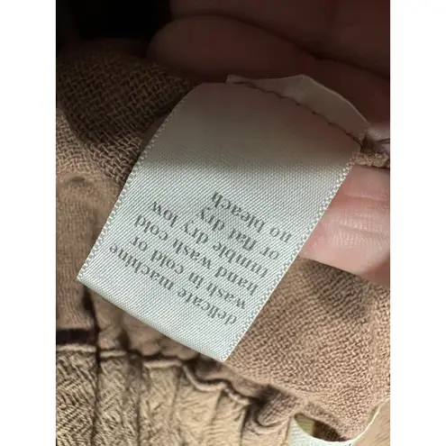 Black Crane Easy Pants Crinkle Cotton Linen Elastic Waist Tapered Trousers Sz M Brown Size M - Image 6