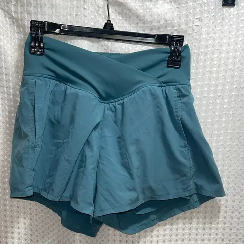 Halara Breezeful High Waisted Crossover 2-in-1 Quick Dry Yoga Running Shorts Blue S