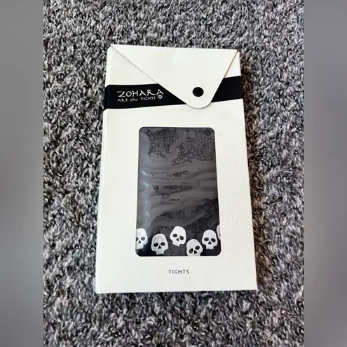 Zohara Art On Tights Brand New In Package One Size Black With Skulls