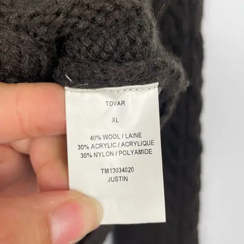 Revolve Tovar Brown Wool Blend Leather Strap Closure Cable Knit Sweater Size XL