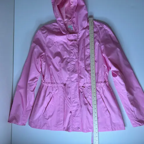 kim rogers Pink Hooded Raincoat Medium Drawstring Waist Lightweight Jacket Coat