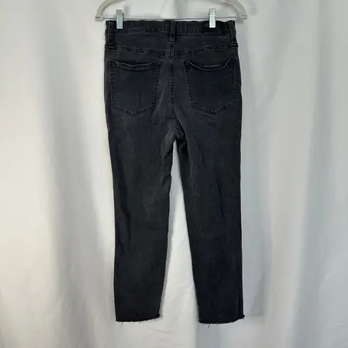 Madewell  Stovepipe Jeans Women 29 Black‎ Wash High Rise Raw Hem Denim StraighEg