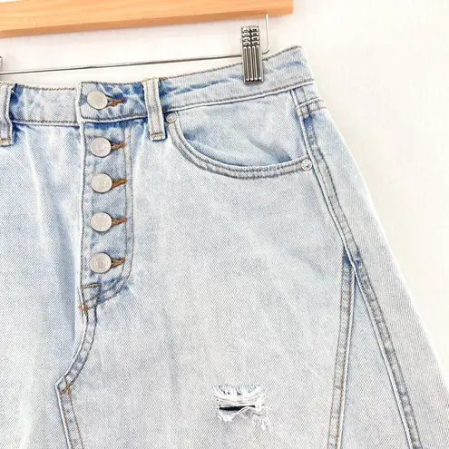 We The Free Free People  Light Wash Denim Skirt Button Fly size 28