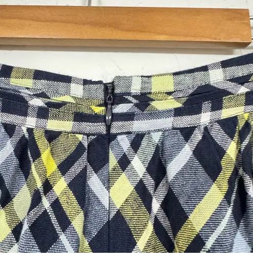 Joie  Blue Yellow Plaid ALine Mini Skirt Women S Dark Academia Preppy School Girl