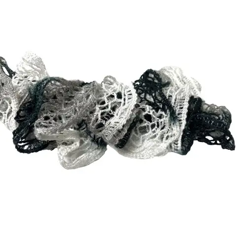 One Size Black, White, Gray, Crochet Scarf 72 Inches Long 2h Black