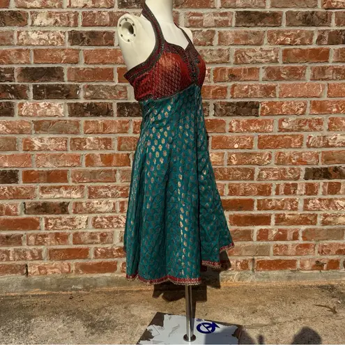 AAMOOZE Vibrant, Colorful Teal and Red Indian Dress for Bridal Party / 0/2 / EUC Blue Size 36