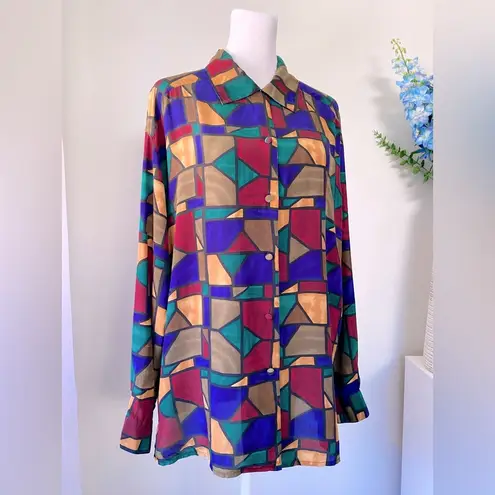 Allison Taylor Vintage ‘90s Stained Glass Button Down Silk Blouse