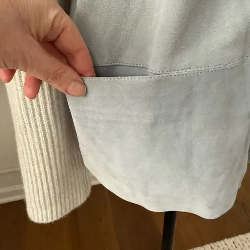 Salvatore Ferragamo Wool Cashmere and Sueded Leather Full Zip Cardigan Jacket Li