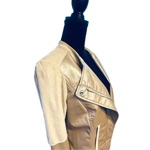 Chico's Chico’s Champagne Gold Metallic Moto Motorcycle Jacket Sz 0