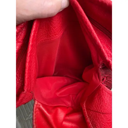 Vintage 1980s Alentino NAS Red Leather Snake Overlay Shoulder Bag Gold Clasp GVC