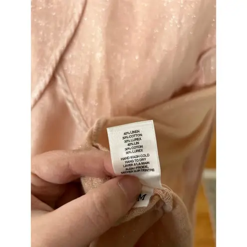 Amadi Oversize Warm Pink Silver Metallic Double Breasted Linen Blazer Size M