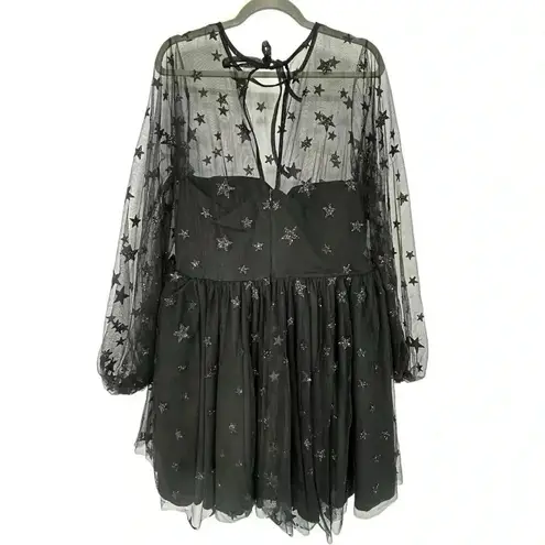 Lirika Matoshi Teuta Star Tulle Dress XL Black Celestial Mini Fairycore