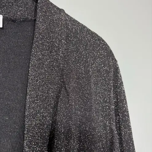 Avenue Black Glitter Glam Open Front Cardigan Sweater - 22/24 - Womens Plus Size