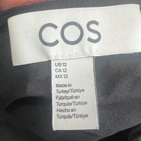 COS gathered open back midi dress black sz 12