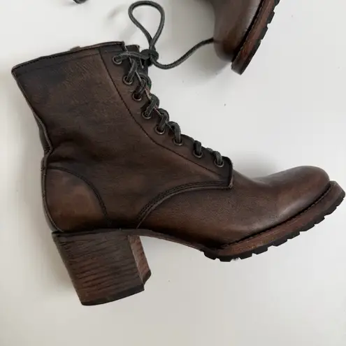 Freebird Cavalier Boots Combat Leather Lace Up Lugged Boho Western Brown Green Size 10