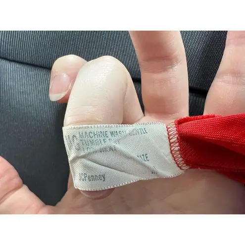 nightgown red satin embroidered flowers mandarin collar knee length Size M