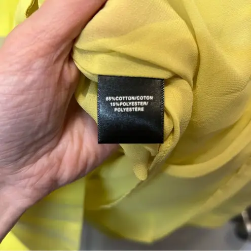 Lafayette 148 NY Citrus Yellow Fit Flare Sleeveless Sheer Stripe Insets Size 6