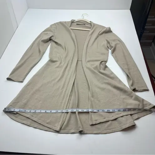 Peruvian Connection Open Front Cardigan Sweater Tan Medium Long Sleeve *FLAWED